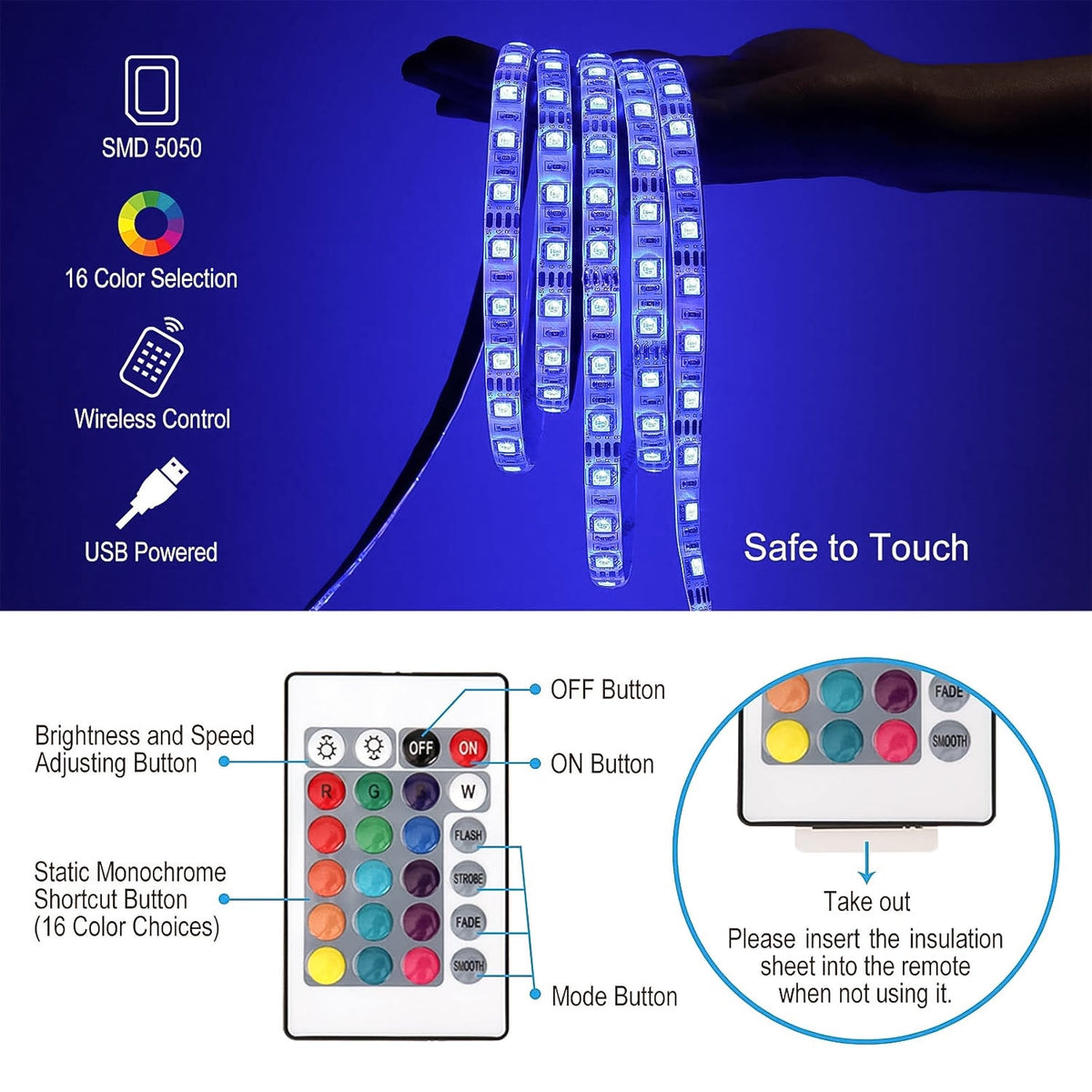 3m Rgb Led Strip Lights Led Mood Lights (1 Set)